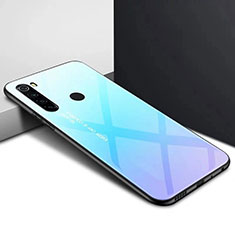 Carcasa Bumper Funda Silicona Espejo Gradiente Arco iris H01 para Xiaomi Redmi Note 8 Cian
