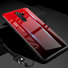 Carcasa Bumper Funda Silicona Espejo Gradiente Arco iris H01 para Xiaomi Redmi Note 8 Pro Rojo