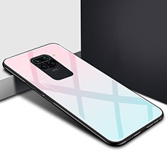 Carcasa Bumper Funda Silicona Espejo Gradiente Arco iris H01 para Xiaomi Redmi Note 9 Rosa