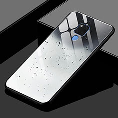 Carcasa Bumper Funda Silicona Espejo Gradiente Arco iris H02 para Huawei Mate 20 X 5G Gris