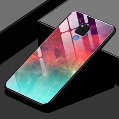 Carcasa Bumper Funda Silicona Espejo Gradiente Arco iris H02 para Huawei Mate 20 X 5G Rojo