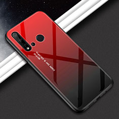 Carcasa Bumper Funda Silicona Espejo Gradiente Arco iris H02 para Huawei Nova 5i Rojo