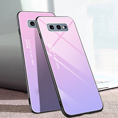 Carcasa Bumper Funda Silicona Espejo Gradiente Arco iris H02 para Samsung Galaxy S10e Rosa