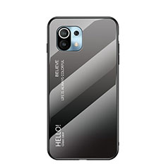 Carcasa Bumper Funda Silicona Espejo Gradiente Arco iris H02 para Xiaomi Mi 11 5G Gris