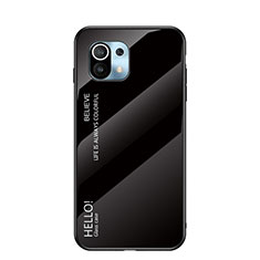 Carcasa Bumper Funda Silicona Espejo Gradiente Arco iris H02 para Xiaomi Mi 11 Lite 5G Negro