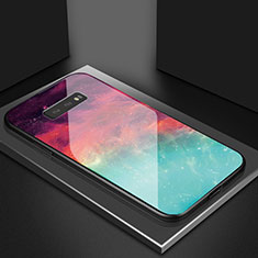 Carcasa Bumper Funda Silicona Espejo Gradiente Arco iris H03 para Samsung Galaxy S10e Rojo