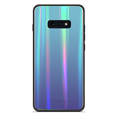 Carcasa Bumper Funda Silicona Espejo Gradiente Arco iris H04 para Samsung Galaxy S10e Cian