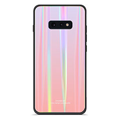 Carcasa Bumper Funda Silicona Espejo Gradiente Arco iris H04 para Samsung Galaxy S10e Rosa