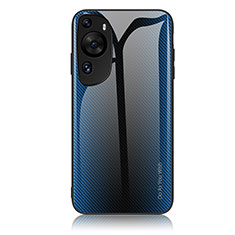 Carcasa Bumper Funda Silicona Espejo Gradiente Arco iris JM1 para Huawei P60 Art Azul