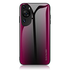 Carcasa Bumper Funda Silicona Espejo Gradiente Arco iris JM1 para Huawei P60 Art Rosa Roja