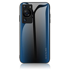 Carcasa Bumper Funda Silicona Espejo Gradiente Arco iris JM1 para Huawei P60 Azul