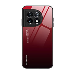 Carcasa Bumper Funda Silicona Espejo Gradiente Arco iris JM1 para OnePlus 11 5G Rojo