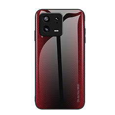 Carcasa Bumper Funda Silicona Espejo Gradiente Arco iris JM1 para Xiaomi Mi 13 5G Rojo