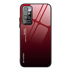 Carcasa Bumper Funda Silicona Espejo Gradiente Arco iris JM1 para Xiaomi Redmi 10 4G Rojo