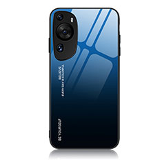 Carcasa Bumper Funda Silicona Espejo Gradiente Arco iris JM2 para Huawei P60 Art Azul