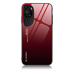 Carcasa Bumper Funda Silicona Espejo Gradiente Arco iris JM2 para Huawei P60 Art Rojo