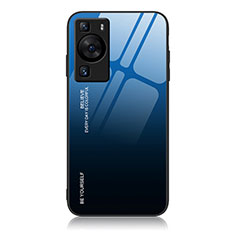 Carcasa Bumper Funda Silicona Espejo Gradiente Arco iris JM2 para Huawei P60 Azul