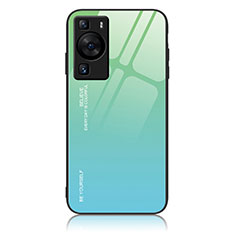 Carcasa Bumper Funda Silicona Espejo Gradiente Arco iris JM2 para Huawei P60 Verde