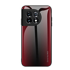 Carcasa Bumper Funda Silicona Espejo Gradiente Arco iris JM2 para OnePlus 11 5G Rojo