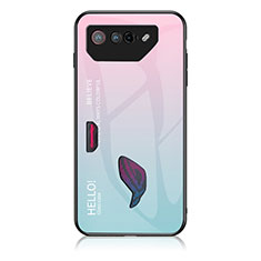 Carcasa Bumper Funda Silicona Espejo Gradiente Arco iris LS1 para Asus ROG Phone 7 Cian
