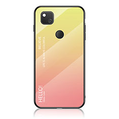 Carcasa Bumper Funda Silicona Espejo Gradiente Arco iris LS1 para Google Pixel 4a Amarillo