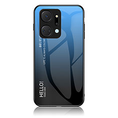 Carcasa Bumper Funda Silicona Espejo Gradiente Arco iris LS1 para Huawei Honor X7a Azul