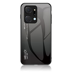 Carcasa Bumper Funda Silicona Espejo Gradiente Arco iris LS1 para Huawei Honor X7a Gris Oscuro