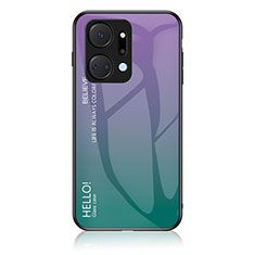 Carcasa Bumper Funda Silicona Espejo Gradiente Arco iris LS1 para Huawei Honor X7a Multicolor