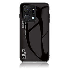 Carcasa Bumper Funda Silicona Espejo Gradiente Arco iris LS1 para Huawei Honor X7a Negro