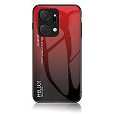 Carcasa Bumper Funda Silicona Espejo Gradiente Arco iris LS1 para Huawei Honor X7a Rojo