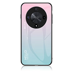 Carcasa Bumper Funda Silicona Espejo Gradiente Arco iris LS1 para Huawei Honor X9b 5G Cian