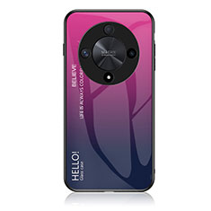 Carcasa Bumper Funda Silicona Espejo Gradiente Arco iris LS1 para Huawei Honor X9b 5G Rosa Roja