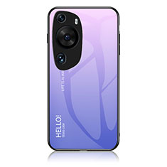 Carcasa Bumper Funda Silicona Espejo Gradiente Arco iris LS1 para Huawei P60 Art Purpura Claro