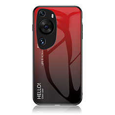 Carcasa Bumper Funda Silicona Espejo Gradiente Arco iris LS1 para Huawei P60 Art Rojo