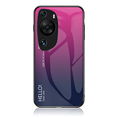 Carcasa Bumper Funda Silicona Espejo Gradiente Arco iris LS1 para Huawei P60 Art Rosa Roja