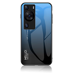 Carcasa Bumper Funda Silicona Espejo Gradiente Arco iris LS1 para Huawei P60 Azul