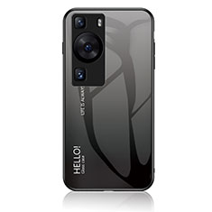 Carcasa Bumper Funda Silicona Espejo Gradiente Arco iris LS1 para Huawei P60 Gris Oscuro