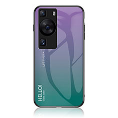 Carcasa Bumper Funda Silicona Espejo Gradiente Arco iris LS1 para Huawei P60 Multicolor