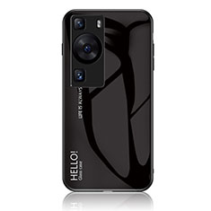 Carcasa Bumper Funda Silicona Espejo Gradiente Arco iris LS1 para Huawei P60 Negro