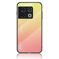Carcasa Bumper Funda Silicona Espejo Gradiente Arco iris LS1 para OnePlus 10 Pro 5G Amarillo