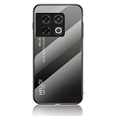 Carcasa Bumper Funda Silicona Espejo Gradiente Arco iris LS1 para OnePlus 10 Pro 5G Gris Oscuro