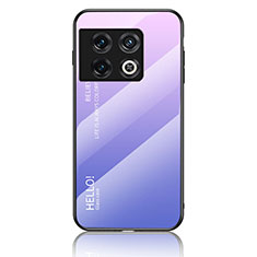 Carcasa Bumper Funda Silicona Espejo Gradiente Arco iris LS1 para OnePlus 10 Pro 5G Purpura Claro
