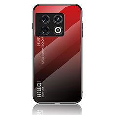 Carcasa Bumper Funda Silicona Espejo Gradiente Arco iris LS1 para OnePlus 10 Pro 5G Rojo