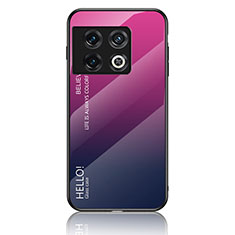 Carcasa Bumper Funda Silicona Espejo Gradiente Arco iris LS1 para OnePlus 10 Pro 5G Rosa Roja