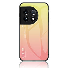 Carcasa Bumper Funda Silicona Espejo Gradiente Arco iris LS1 para OnePlus 11 5G Amarillo