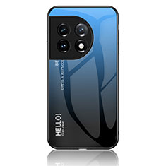 Carcasa Bumper Funda Silicona Espejo Gradiente Arco iris LS1 para OnePlus 11 5G Azul