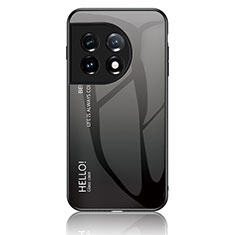 Carcasa Bumper Funda Silicona Espejo Gradiente Arco iris LS1 para OnePlus 11 5G Gris Oscuro