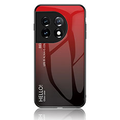 Carcasa Bumper Funda Silicona Espejo Gradiente Arco iris LS1 para OnePlus 11 5G Rojo