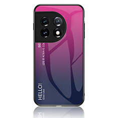 Carcasa Bumper Funda Silicona Espejo Gradiente Arco iris LS1 para OnePlus 11 5G Rosa Roja