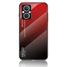 Carcasa Bumper Funda Silicona Espejo Gradiente Arco iris LS1 para OnePlus Nord N20 5G Rojo